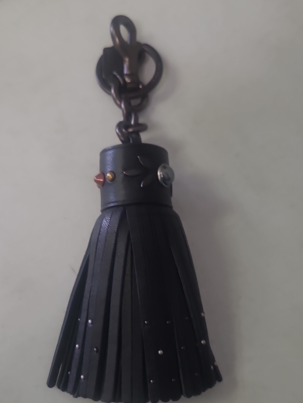 Coach Western Rivets Tassel Charm Key Ring 11667